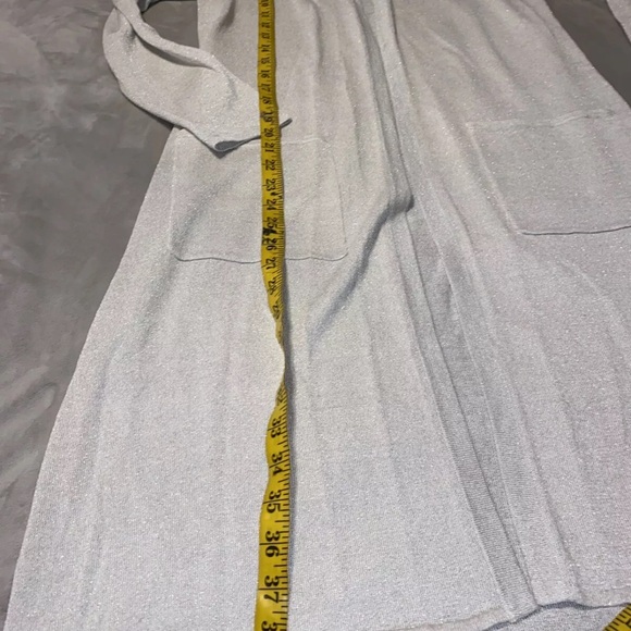 Eileen Fisher Fine Organic Linen  Crepe Sparkle Long Cardigan. Small NWT $ 328 - Picture 6 of 9